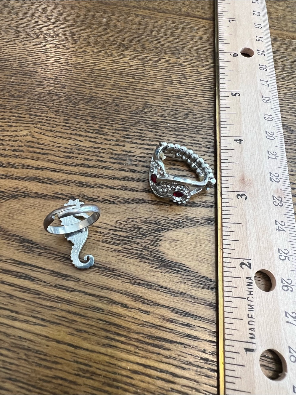 Set of 2 Adjustable Rings - Seahorse Ring and Heart Duo Ring